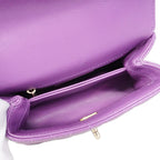 Chanel Handbag Quilted Coco Handle Caviar Leather Purple Gold 2-Way — view 4