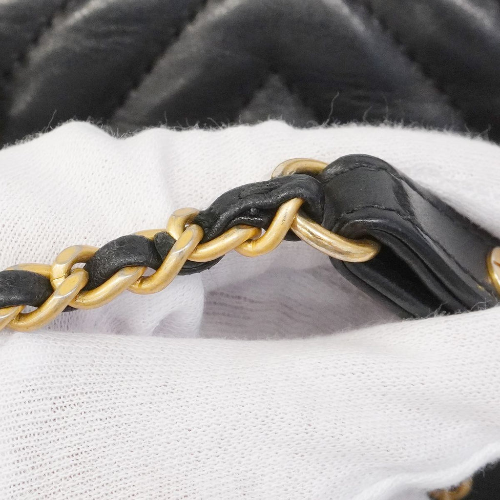 Chanel Handbag Stitch Lambskin Black Champagne Gold 2-Way — view 7
