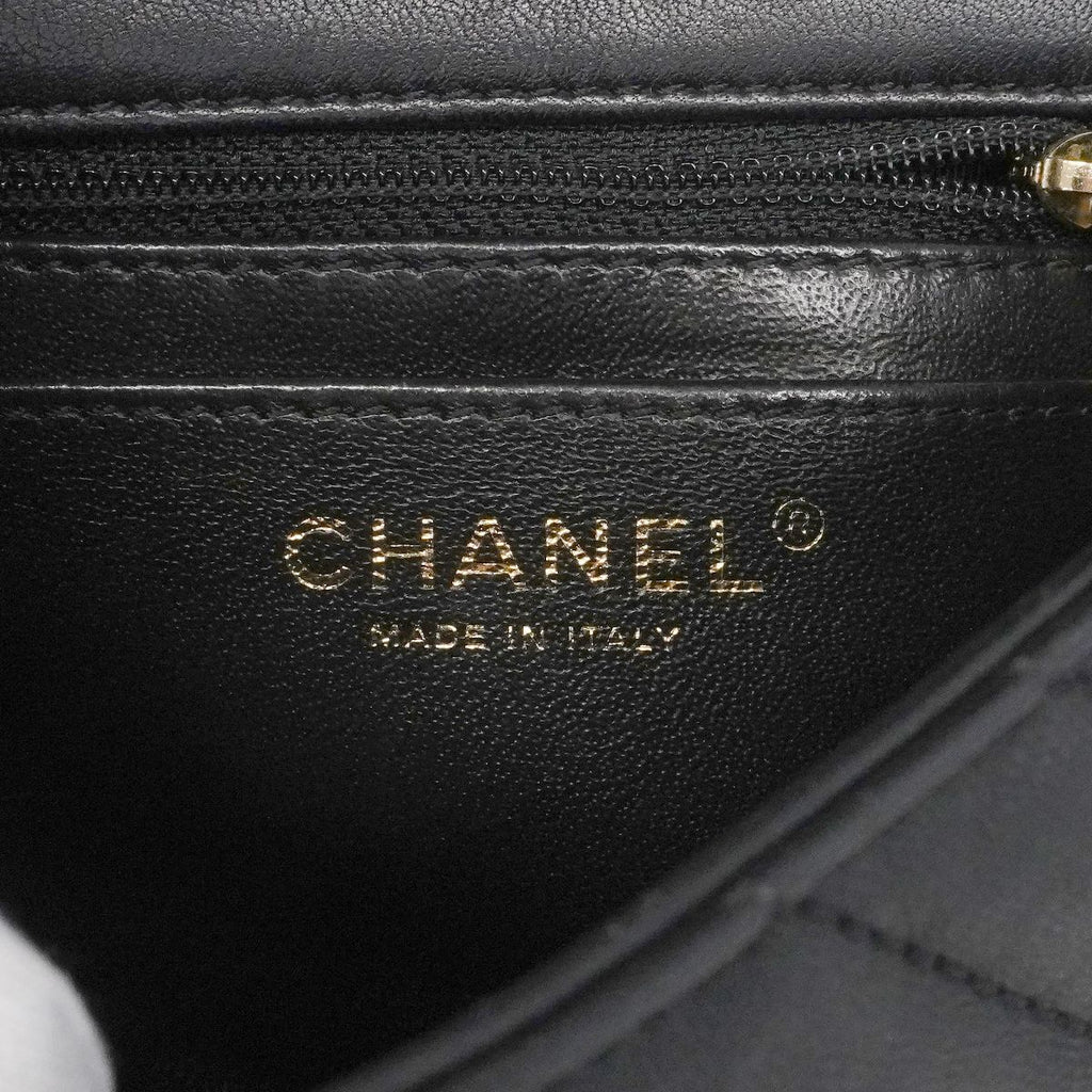 Chanel Handbag Stitch Lambskin Black Champagne Gold 2-Way — view 5