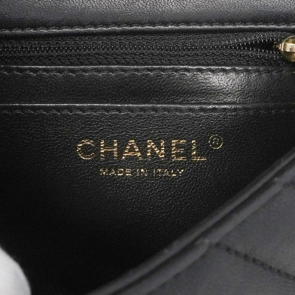 Chanel Handbag Stitch Lambskin Black Champagne Gold 2-Way — view 5