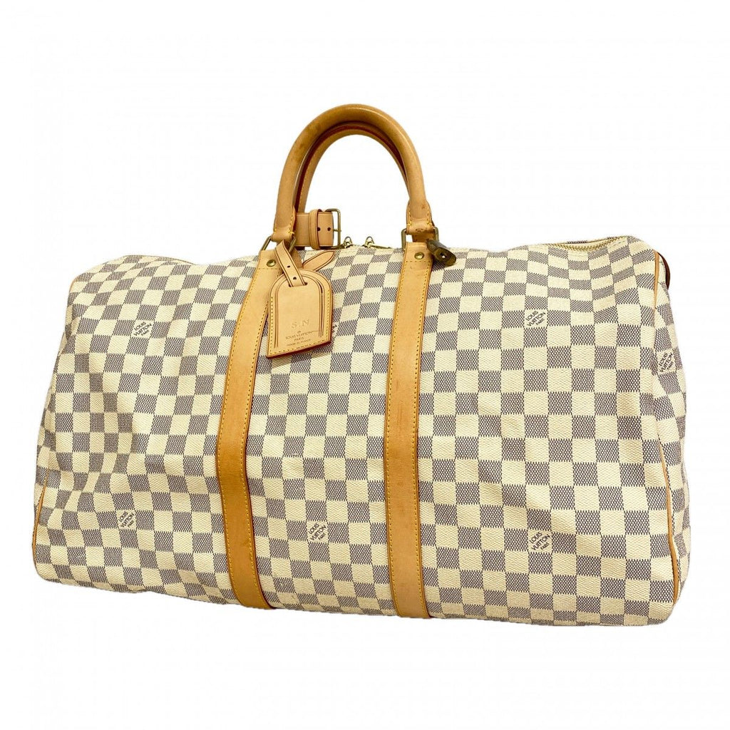 Louis Vuitton Boston Bag Damier Azur Keepall 50 White