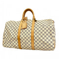 Louis Vuitton Boston Bag Damier Azur Keepall 50 White