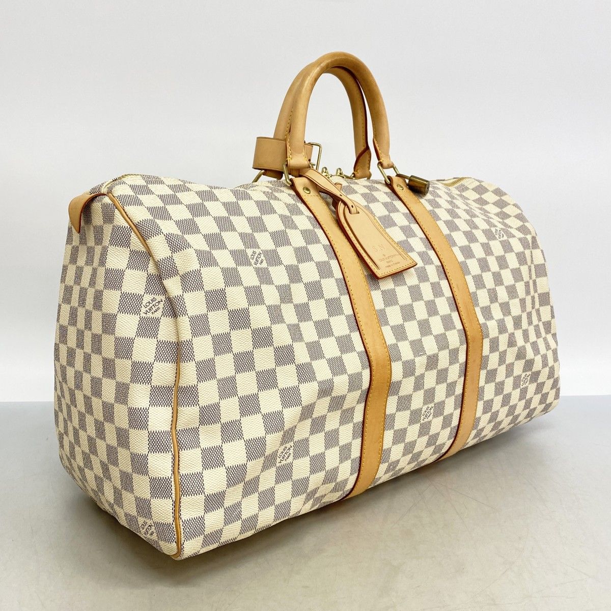Louis Vuitton Boston Bag Damier Azur Keepall 50 White — view 2