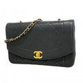 Chanel Shoulder Bag Diana Lambskin Black Gold