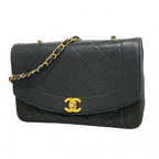 Chanel Shoulder Bag Diana Lambskin Black Gold