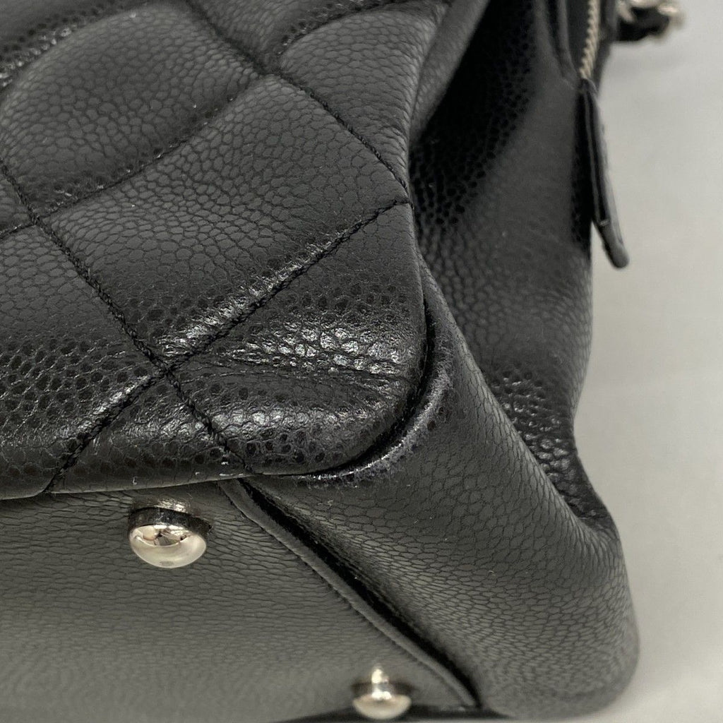 Chanel Shoulder Bag Quilted Caviar Leather Black Silver — view 6