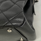 Chanel Shoulder Bag Quilted Caviar Leather Black Silver — view 6