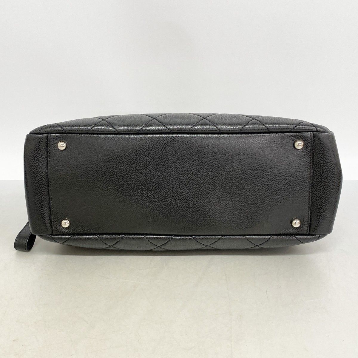 Chanel Shoulder Bag Quilted Caviar Leather Black Silver — view 3