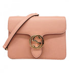 Gucci Shoulder Bag Interlocking Leather Pink Gold