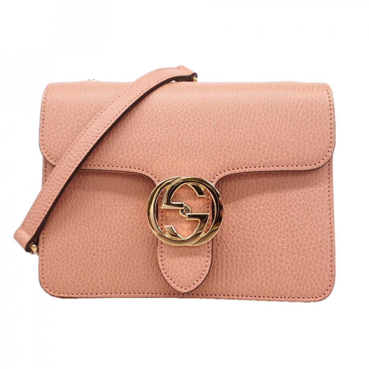 Gucci Shoulder Bag Interlocking Leather Pink Gold