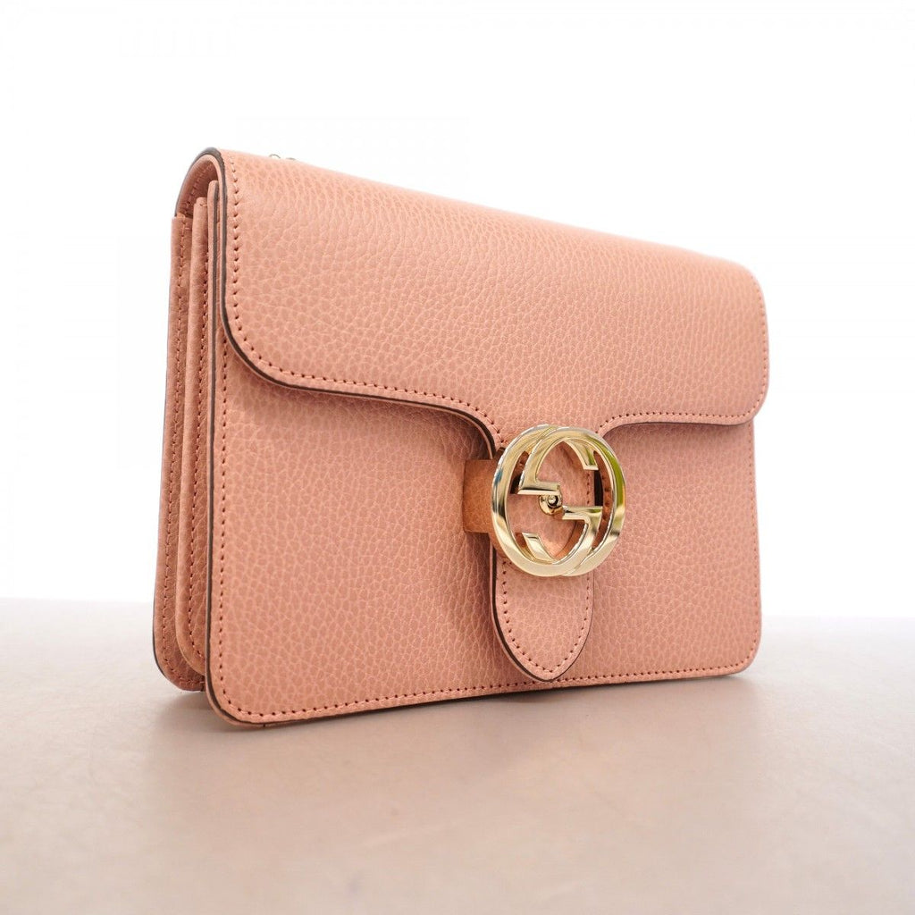 Gucci Shoulder Bag Interlocking Leather Pink Gold — view 2