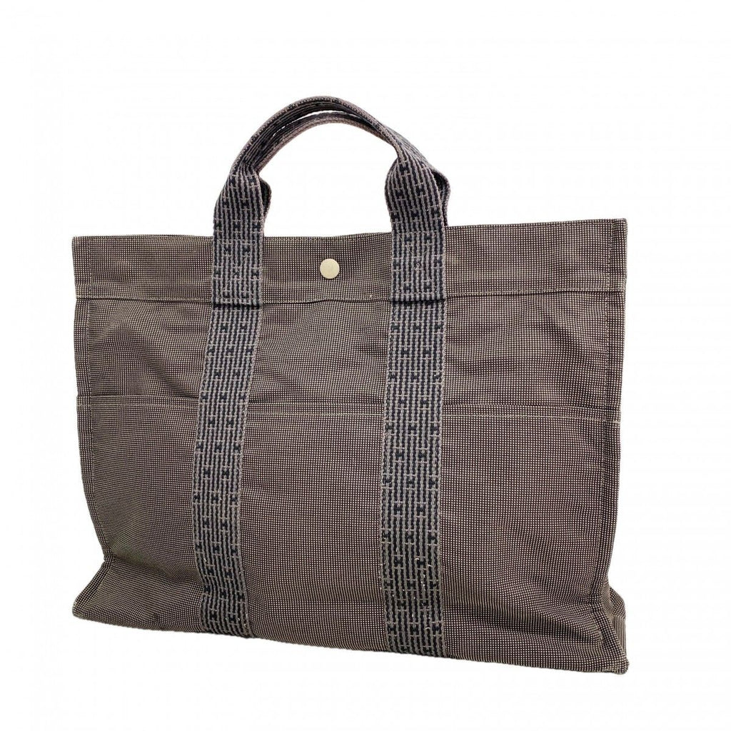 Hermes Tote Her Line MM Canvas Gray Silver