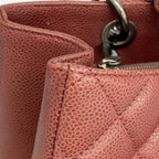 Chanel Chain Tote Quilted Caviar Leather Red Silver — view 8