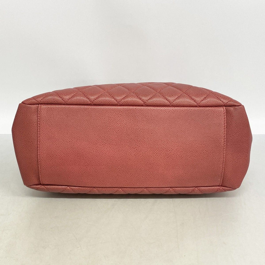 Chanel Chain Tote Quilted Caviar Leather Red Silver — view 3