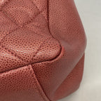 Chanel Chain Tote Quilted Caviar Leather Red Silver — view 6