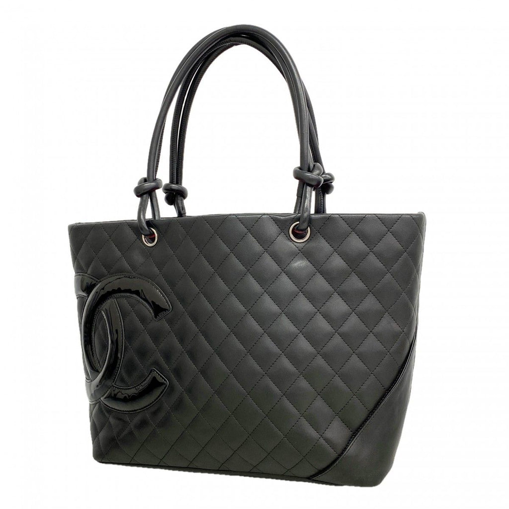 Chanel Tote Cambon Lambskin Black Silver