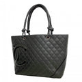 Chanel Tote Cambon Lambskin Black Silver