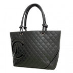 Chanel Tote Cambon Lambskin Black Silver