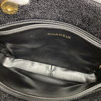 Chanel Shoulder Bag Quilted Caviar Leather Black Gold — view 4
