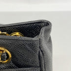Chanel Shoulder Bag Quilted Caviar Leather Black Gold — view 6