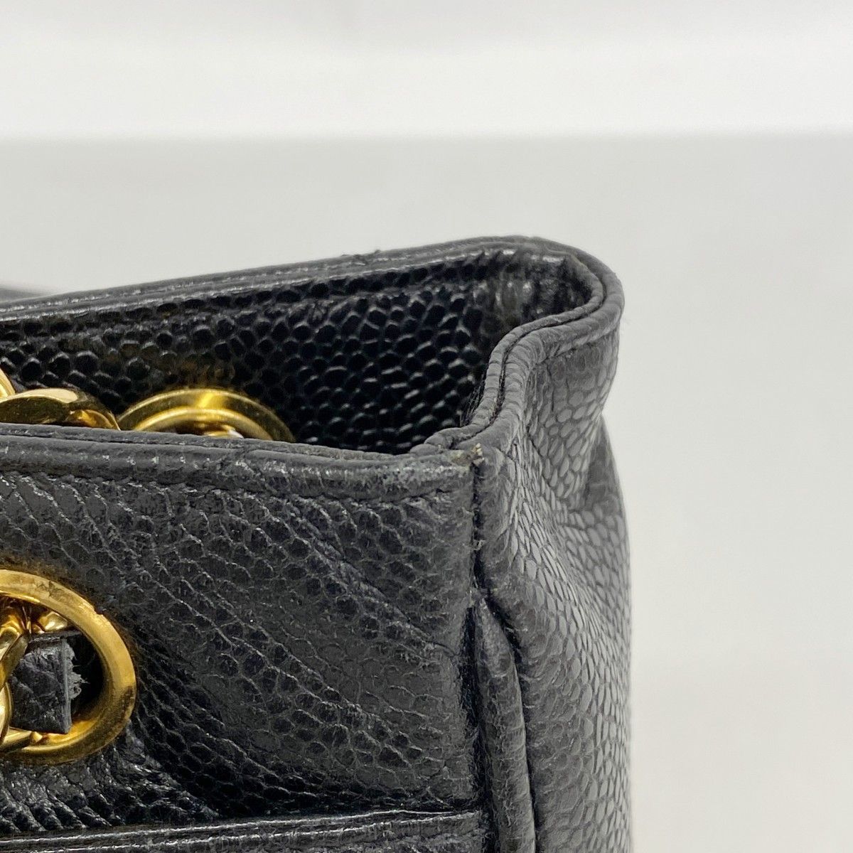 Chanel Shoulder Bag Quilted Caviar Leather Black Gold — view 6