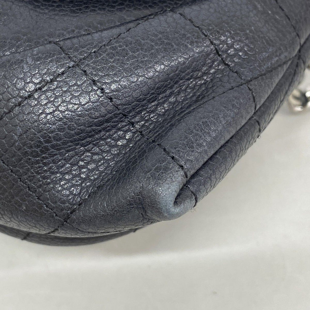 Chanel Shoulder Bag Quilted Caviar Leather Black Silver — view 6