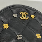 Chanel Shoulder Bag Quilted Lambskin Black Gold — view 6