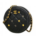 Chanel Shoulder Bag Quilted Lambskin Black Gold