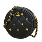 Chanel Shoulder Bag Quilted Lambskin Black Gold