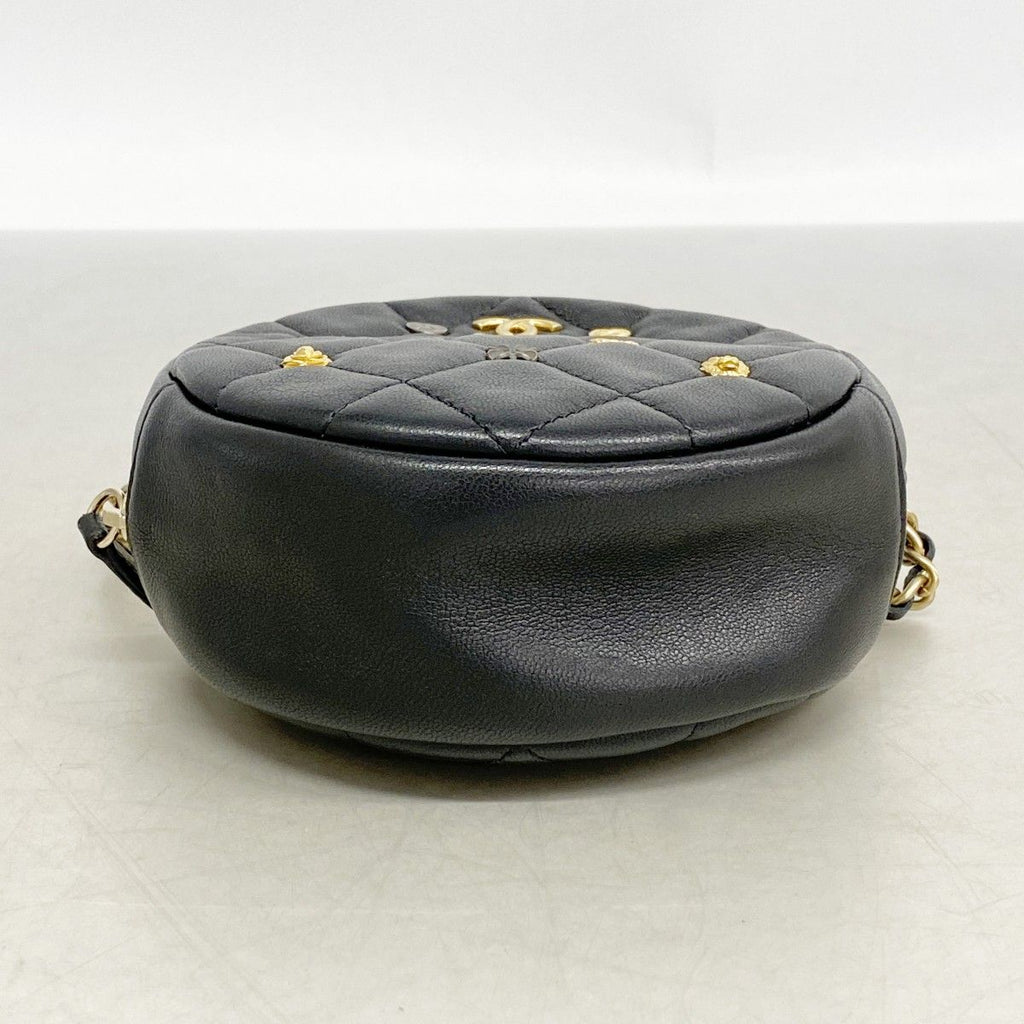 Chanel Shoulder Bag Quilted Lambskin Black Gold — view 3