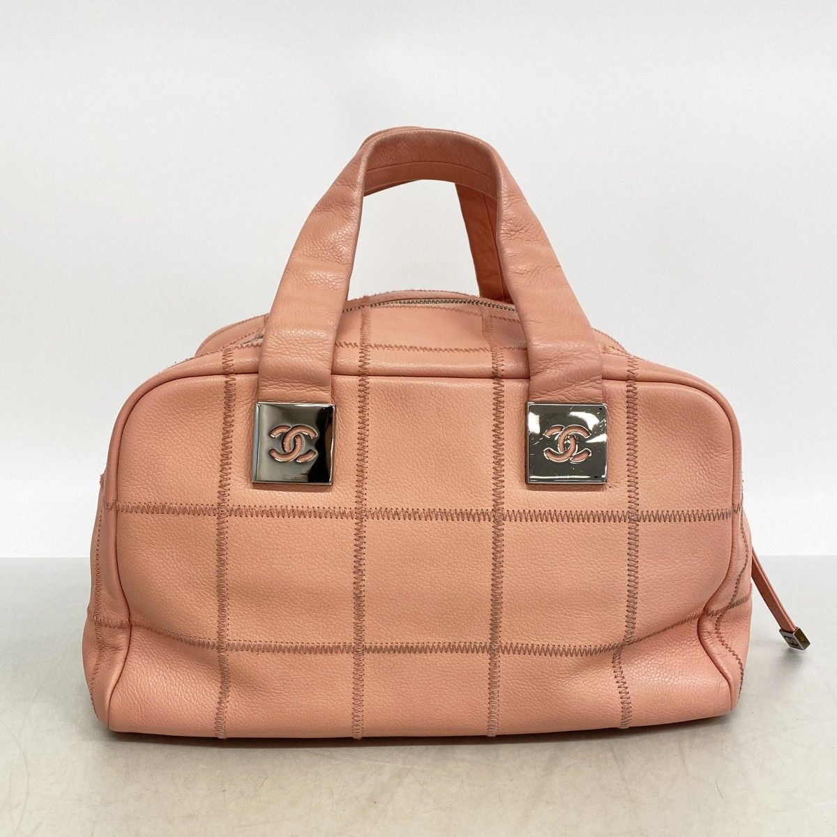Chanel Handbag Chocolate Bar Caviar Leather Pink Silver — view 8