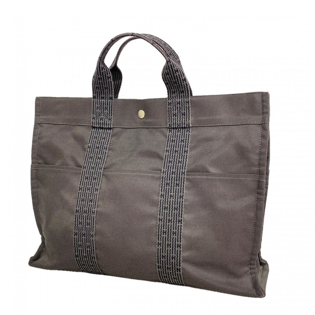 Hermes Tote Her Line MM Canvas Gray Silver