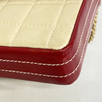 Chanel Shoulder Bag Chocolate Bar Lambskin Patent Beige Red Gold — view 6