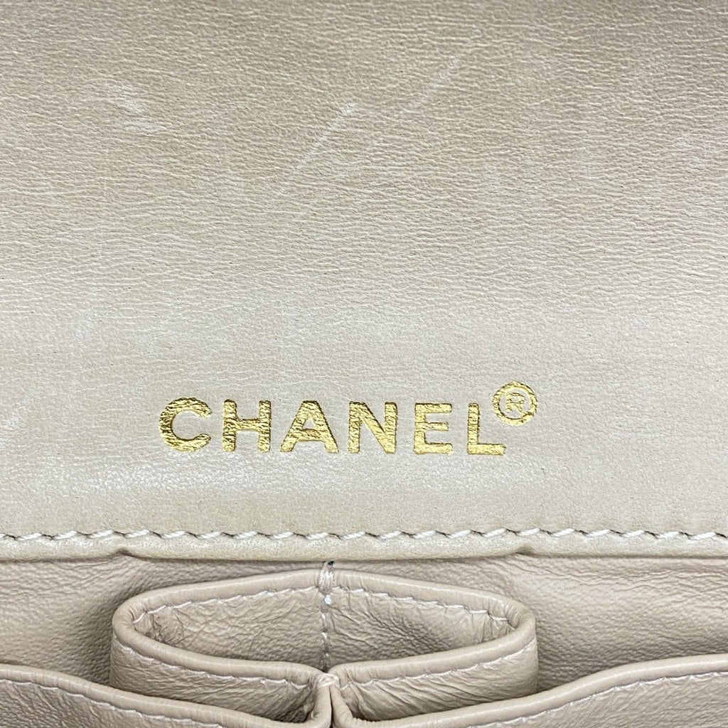 Chanel Shoulder Bag Chocolate Bar Lambskin Patent Beige Red Gold — view 5