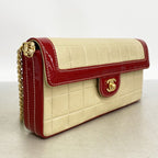 Chanel Shoulder Bag Chocolate Bar Lambskin Patent Beige Red Gold — view 2