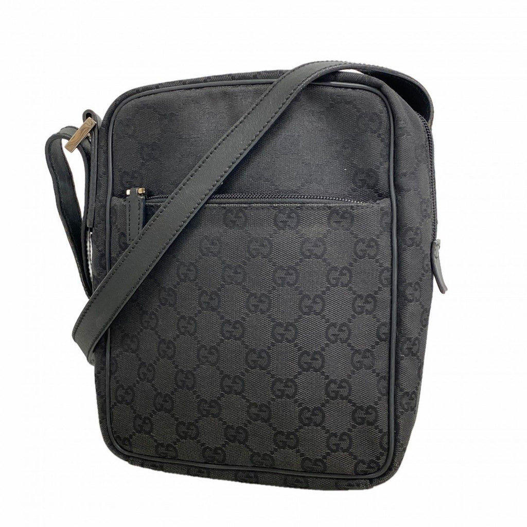 Gucci Shoulder Bag GG Canvas Black Silver