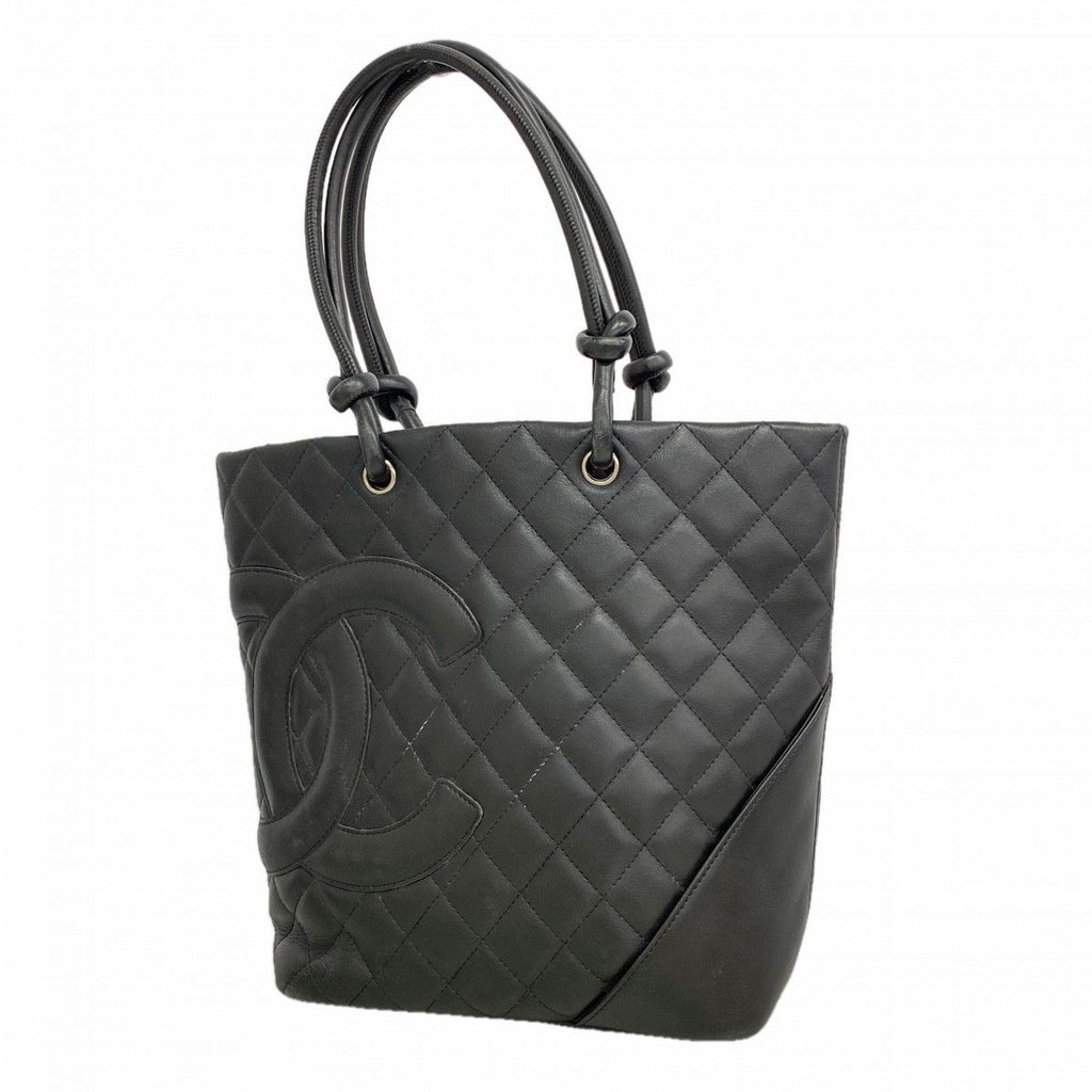 Chanel Tote Cambon Lambskin Black Silver