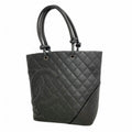 Chanel Tote Cambon Lambskin Black Silver