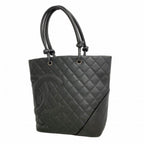 Chanel Tote Cambon Lambskin Black Silver