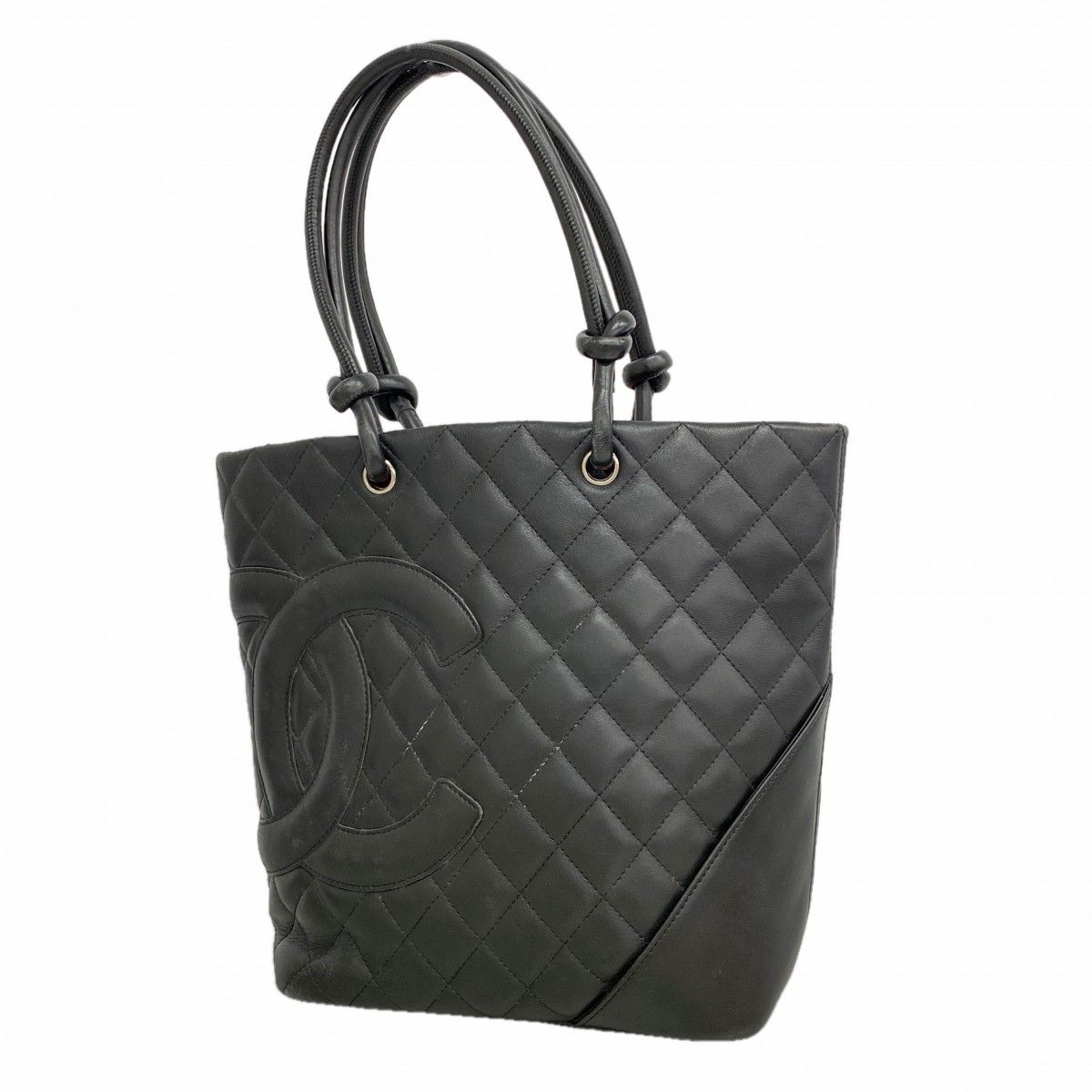 Chanel Tote Cambon Lambskin Black Silver