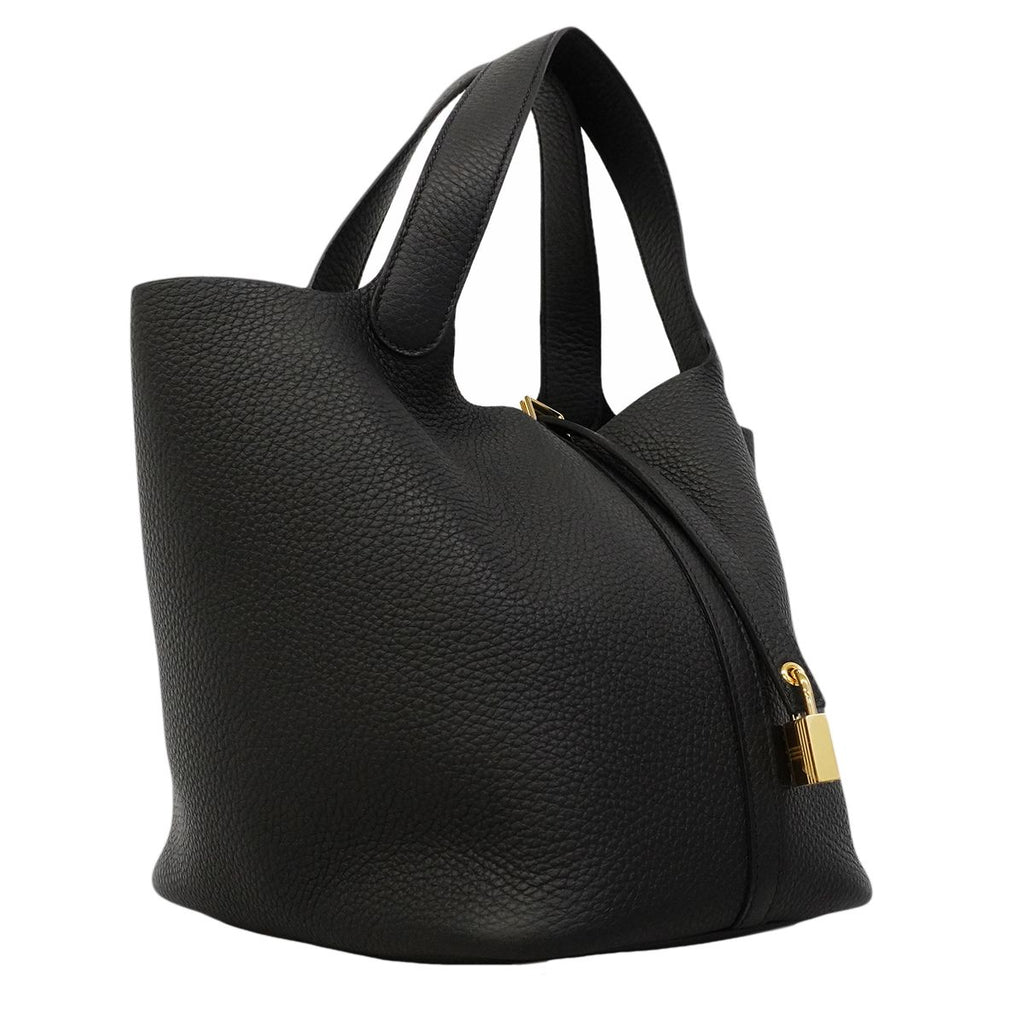 Hermes Handbag Picotin Lock MM Taurillon Clemence Black Gold — view 2