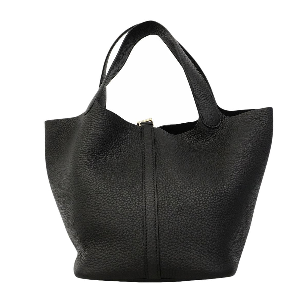Hermes Handbag Picotin Lock MM Taurillon Clemence Black Gold — view 7