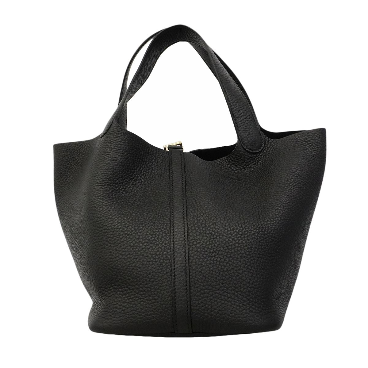 Hermes Handbag Picotin Lock MM Taurillon Clemence Black Gold — view 7