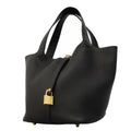 Hermes Handbag Picotin Lock MM Taurillon Clemence Black Gold
