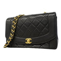 Chanel Shoulder Bag Diana Lambskin Black Gold