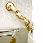 Chanel Shoulder Bag Diana Caviar Leather White Gold — view 8