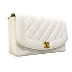 Chanel Shoulder Bag Diana Caviar Leather White Gold — view 2