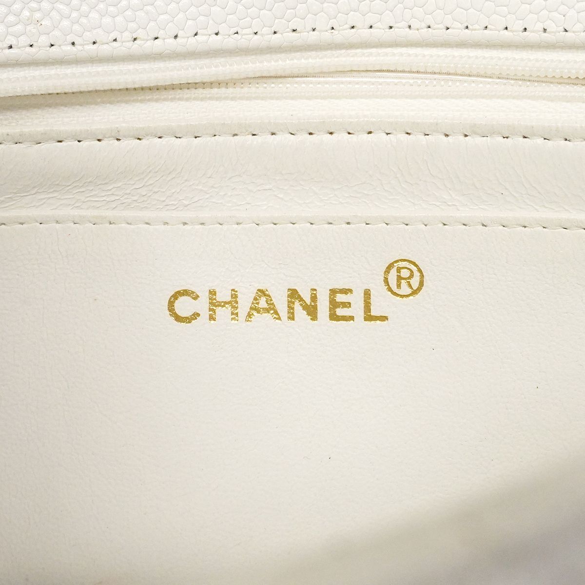 Chanel Shoulder Bag Diana Caviar Leather White Gold — view 5