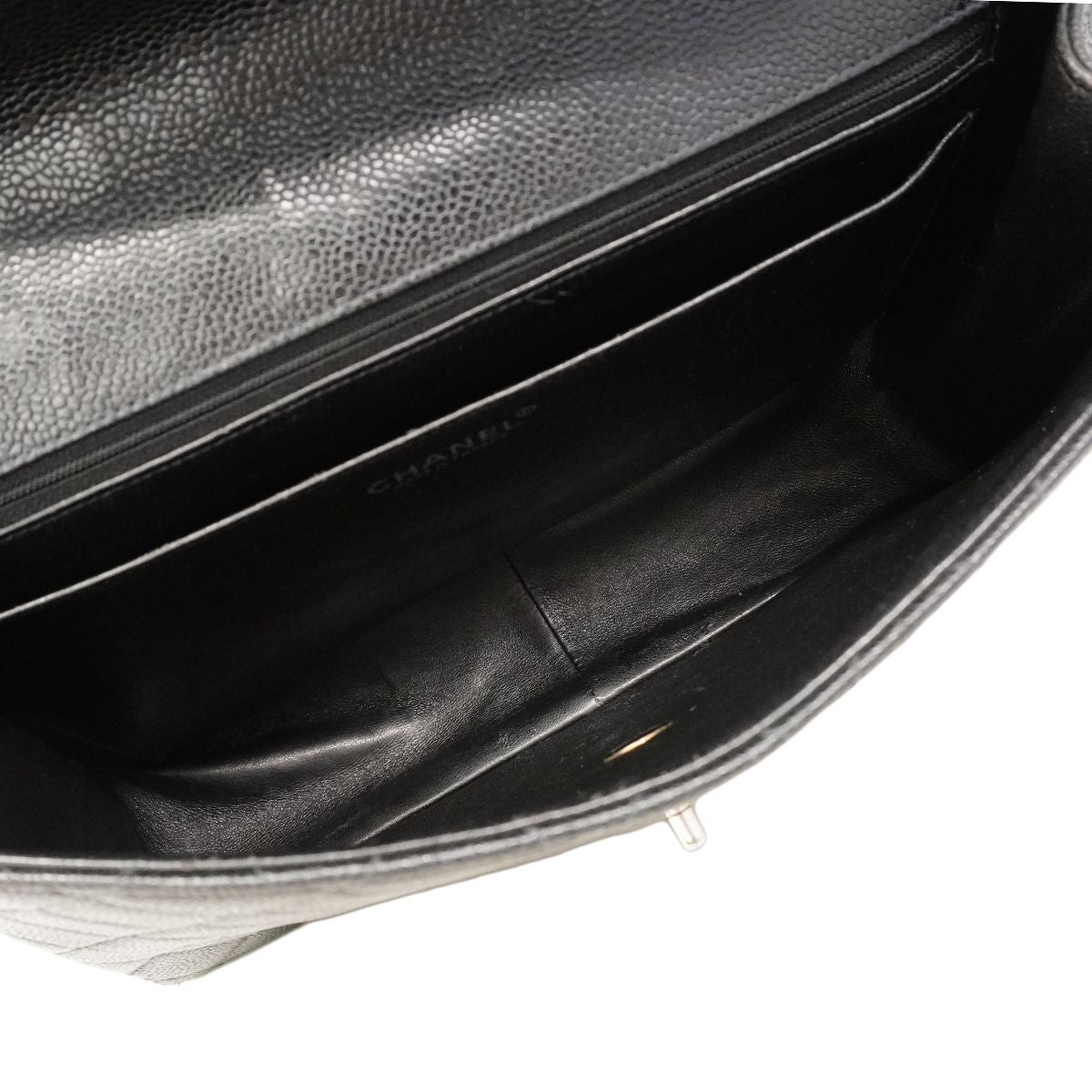 Chanel Shoulder Bag Maxi Quilted Caviar Leather Black Silver — view 4