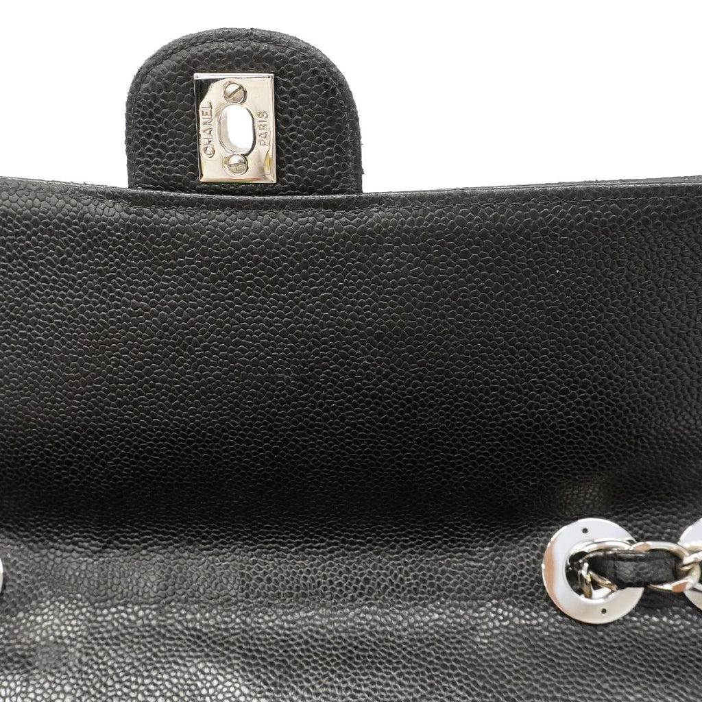 Chanel Shoulder Bag Maxi Quilted Caviar Leather Black Silver — view 8